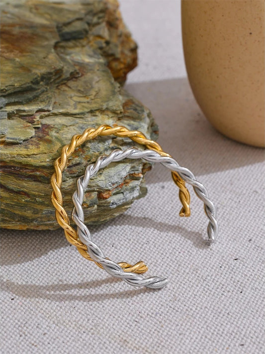 Metal twist minimalist cuff bracelet - product image
