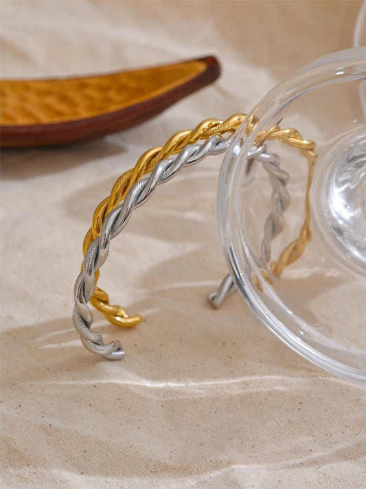 Metal twist minimalist cuff bracelet - product image