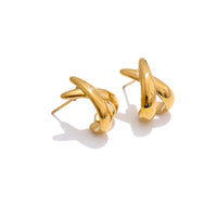 Metal X-Shape Stud Earrings Women