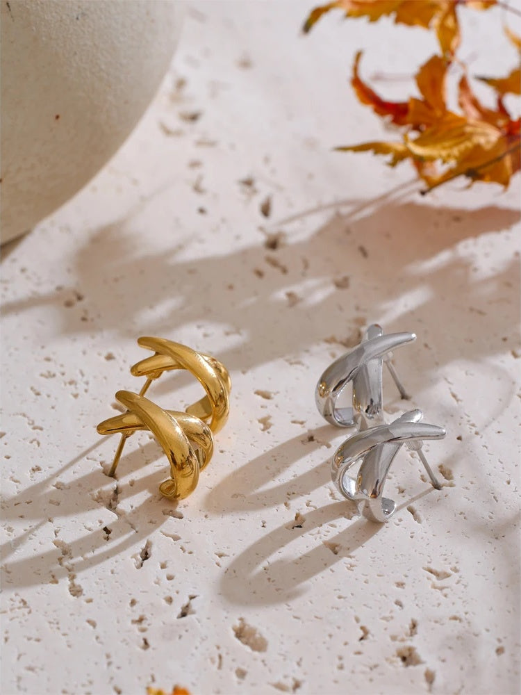 Metal x-shape stud earrings women - product image