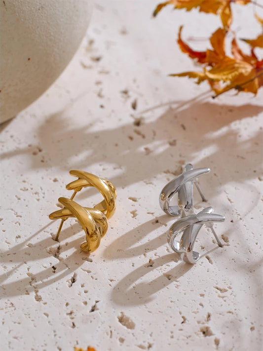 Metal x-shape stud earrings women - product image