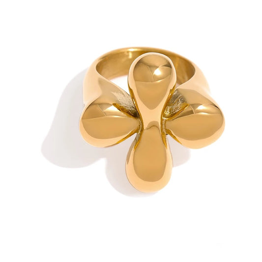 Metallic textured minimalist cocktail ring women - product image