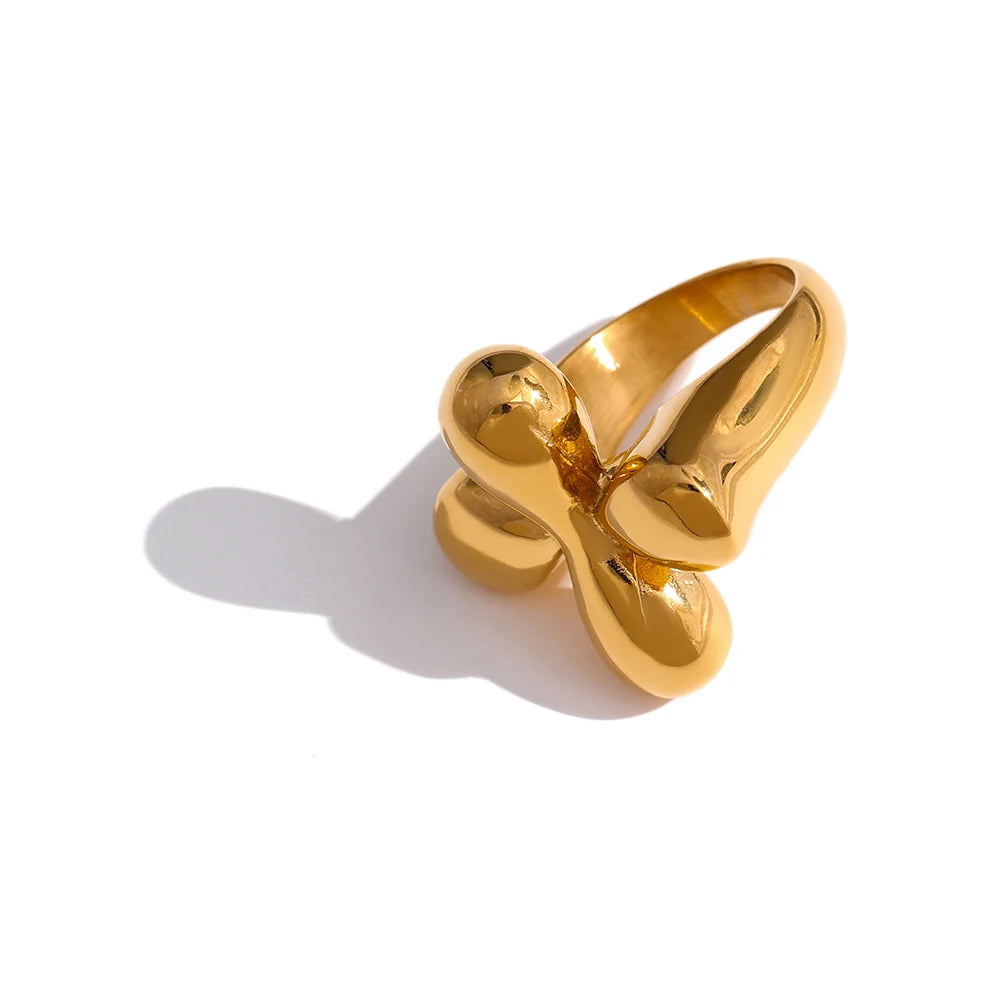 Metallic textured minimalist cocktail ring women - product image