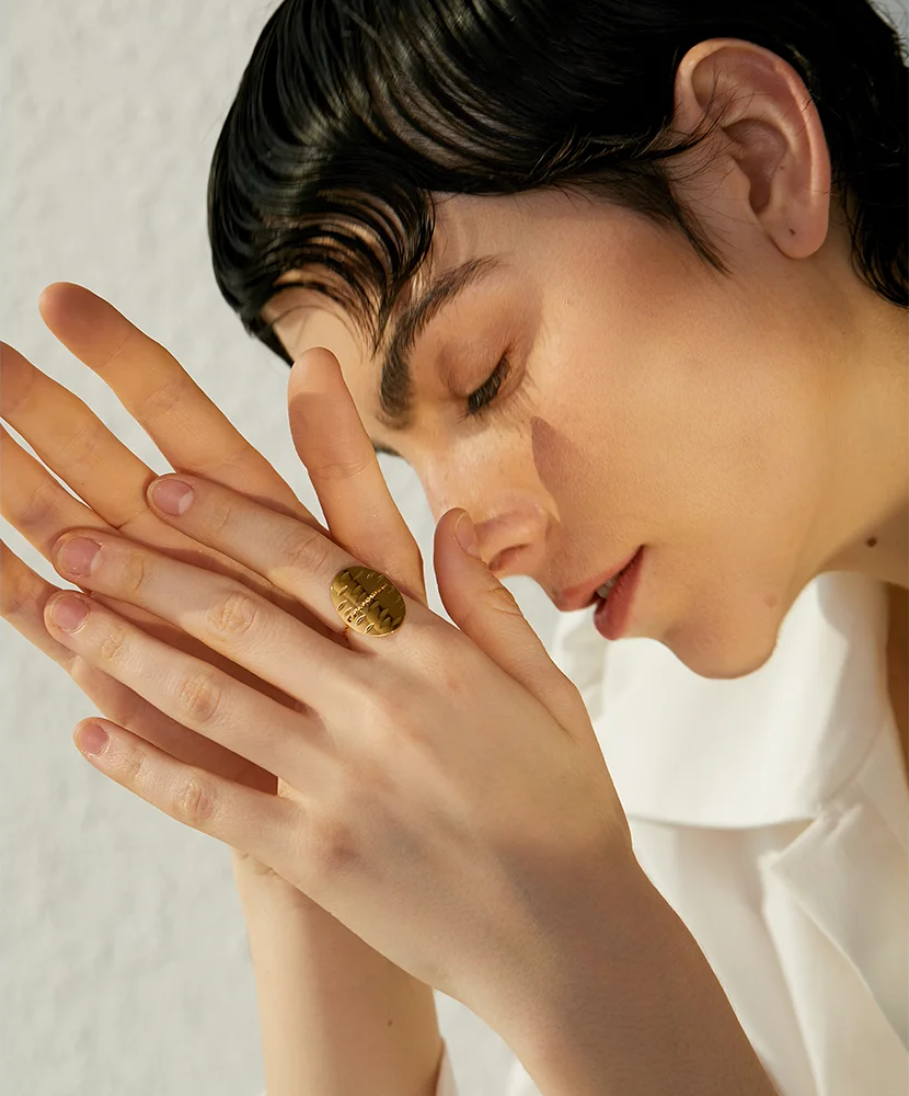 Minimalist adjustable large thin fashion ring - product image