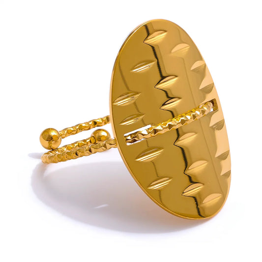 Minimalist adjustable large thin fashion ring - product image
