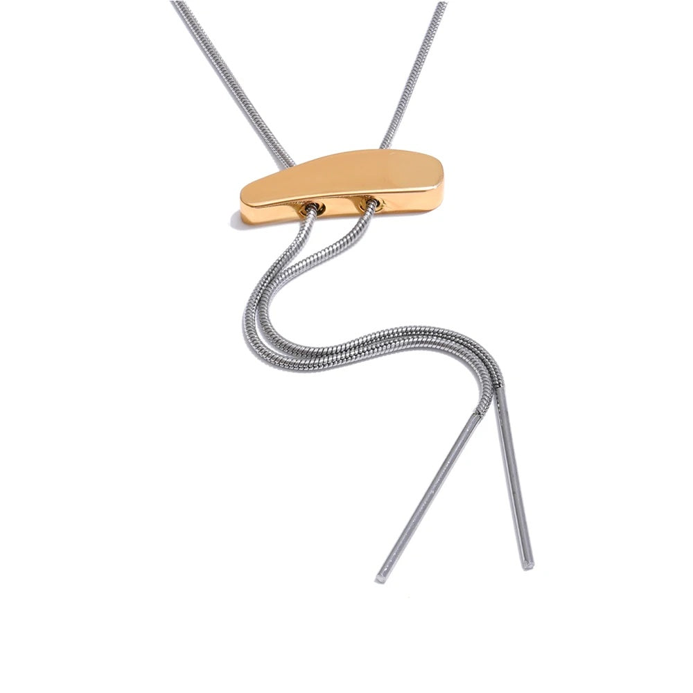 Minimalist adjustable long sweater chain necklace - product image