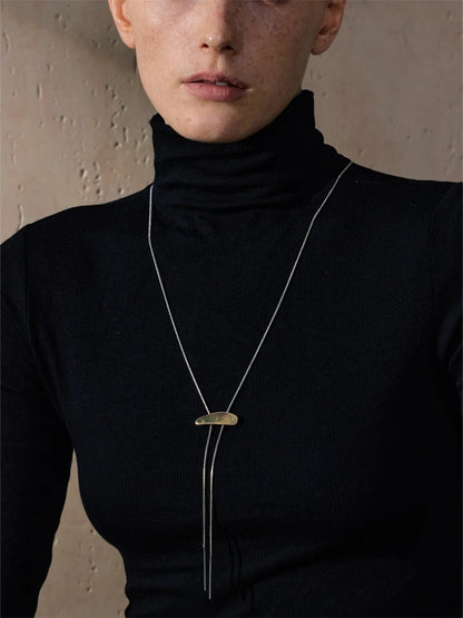 Minimalist adjustable long sweater chain necklace - product image