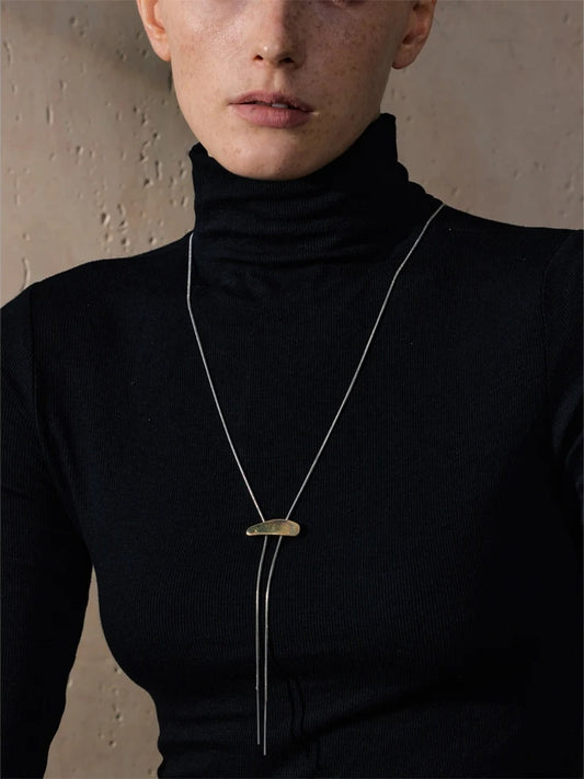 Minimalist adjustable long sweater chain necklace - product image