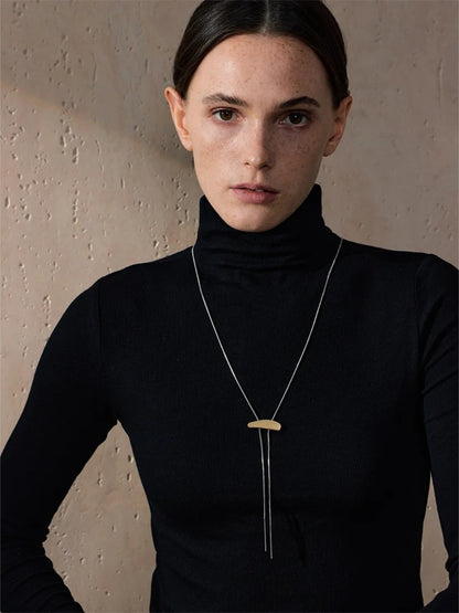 Minimalist adjustable long sweater chain necklace - product image