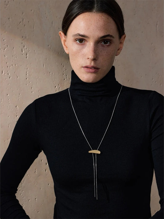 Minimalist adjustable long sweater chain necklace - product image
