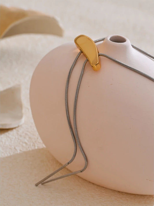 Minimalist adjustable long sweater chain necklace - product image