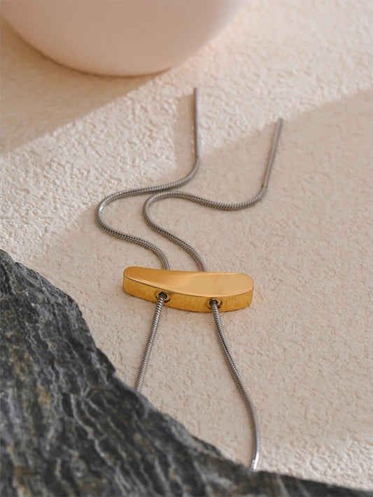 Minimalist adjustable long sweater chain necklace - product image