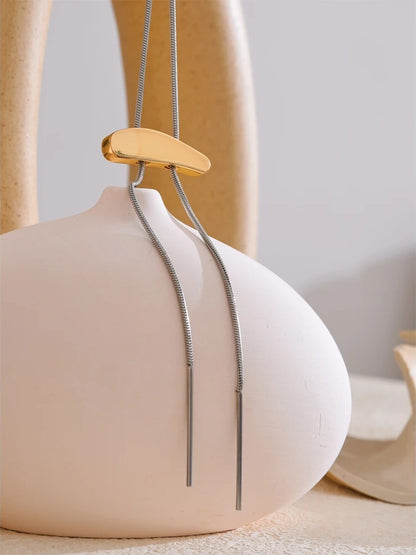 Minimalist adjustable long sweater chain necklace - product image