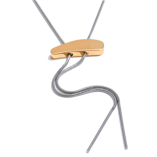 Minimalist adjustable long sweater chain necklace - product image