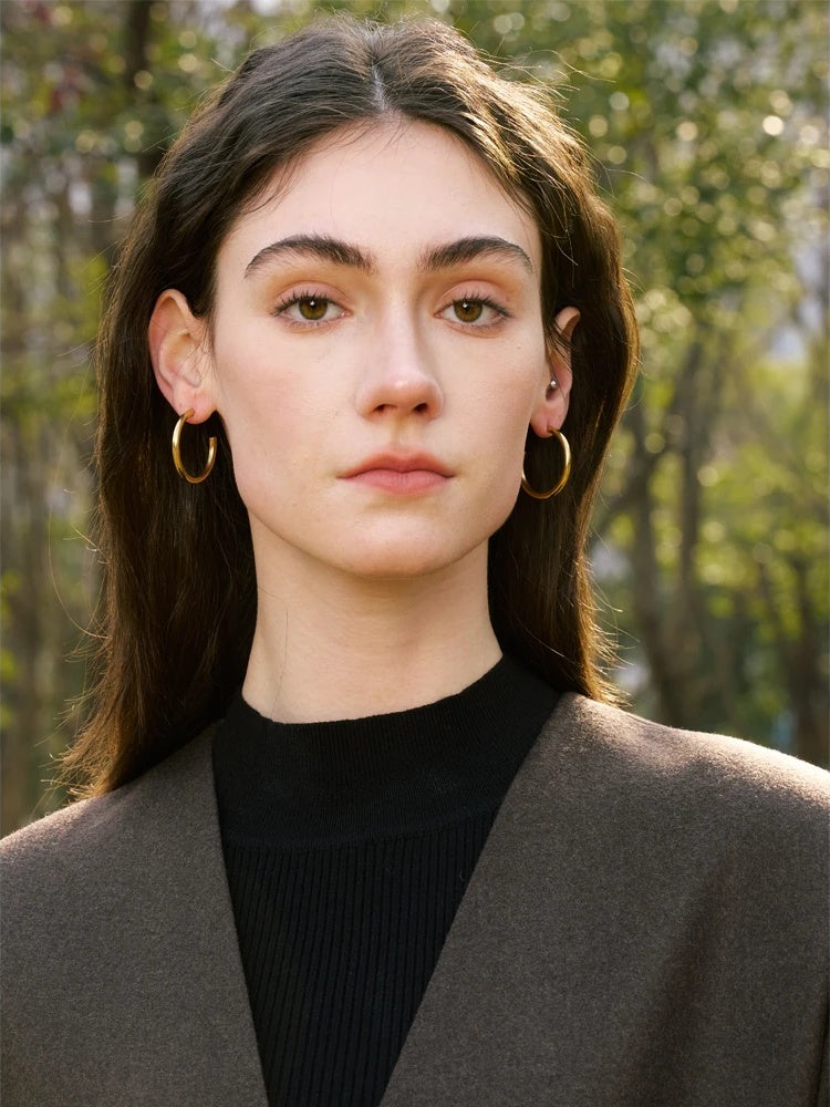 Minimalist c-shape round daily waterproof hoop earrings - product image