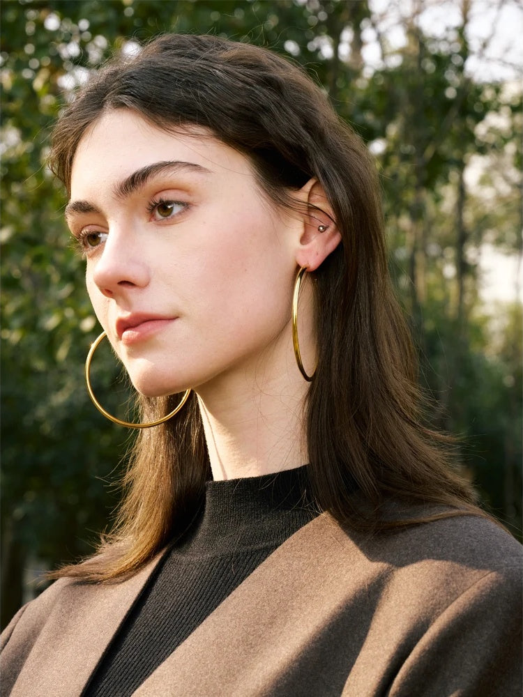 Minimalist c-shape round daily waterproof hoop earrings - product image