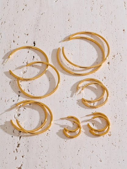 Minimalist c-shape round daily waterproof hoop earrings - product image