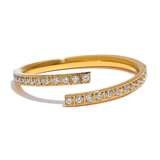 Minimalist cubic zirconia open modern ring - product image