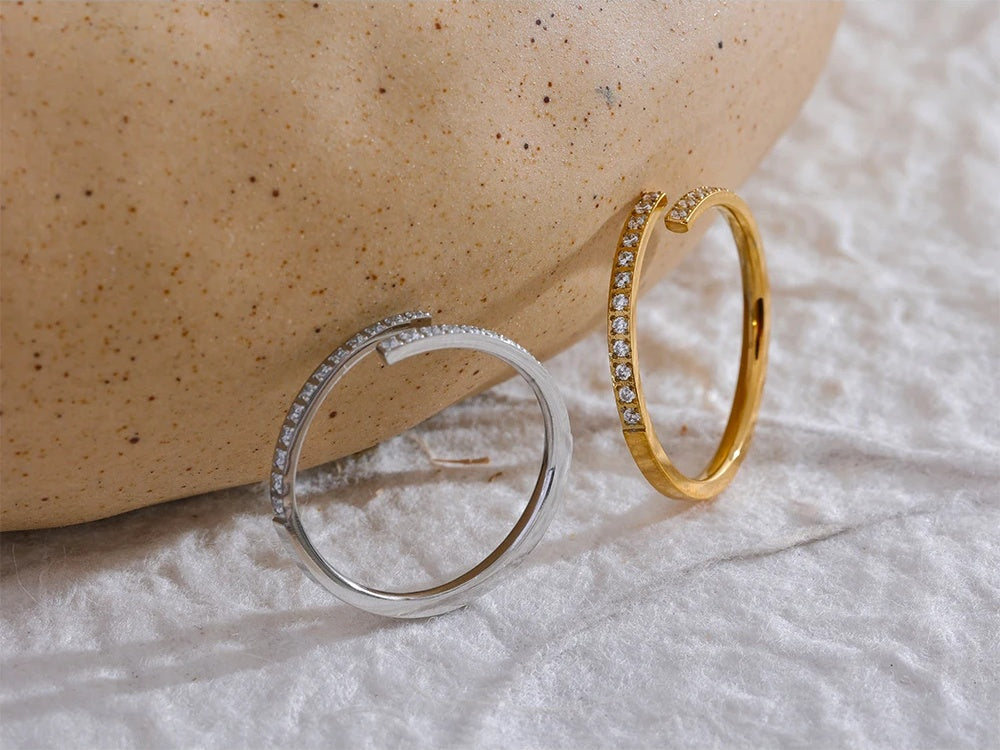 Minimalist cubic zirconia open modern ring - product image