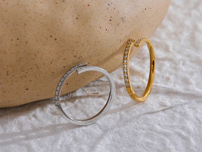 Minimalist cubic zirconia open modern ring - product image
