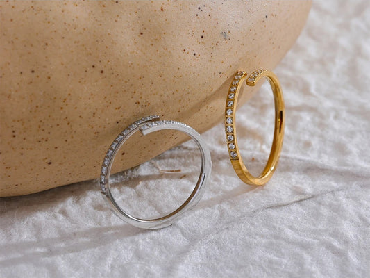 Minimalist cubic zirconia open modern ring - product image