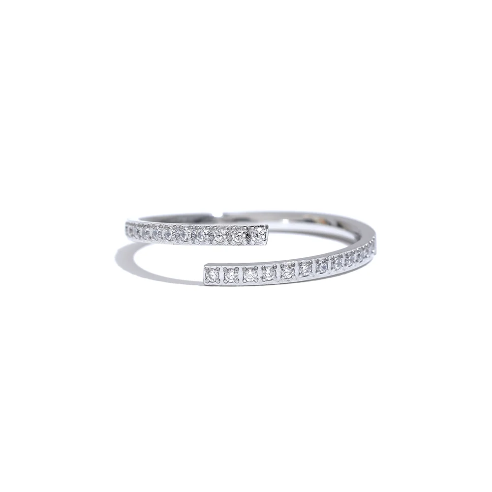 Minimalist cubic zirconia open modern ring - product image