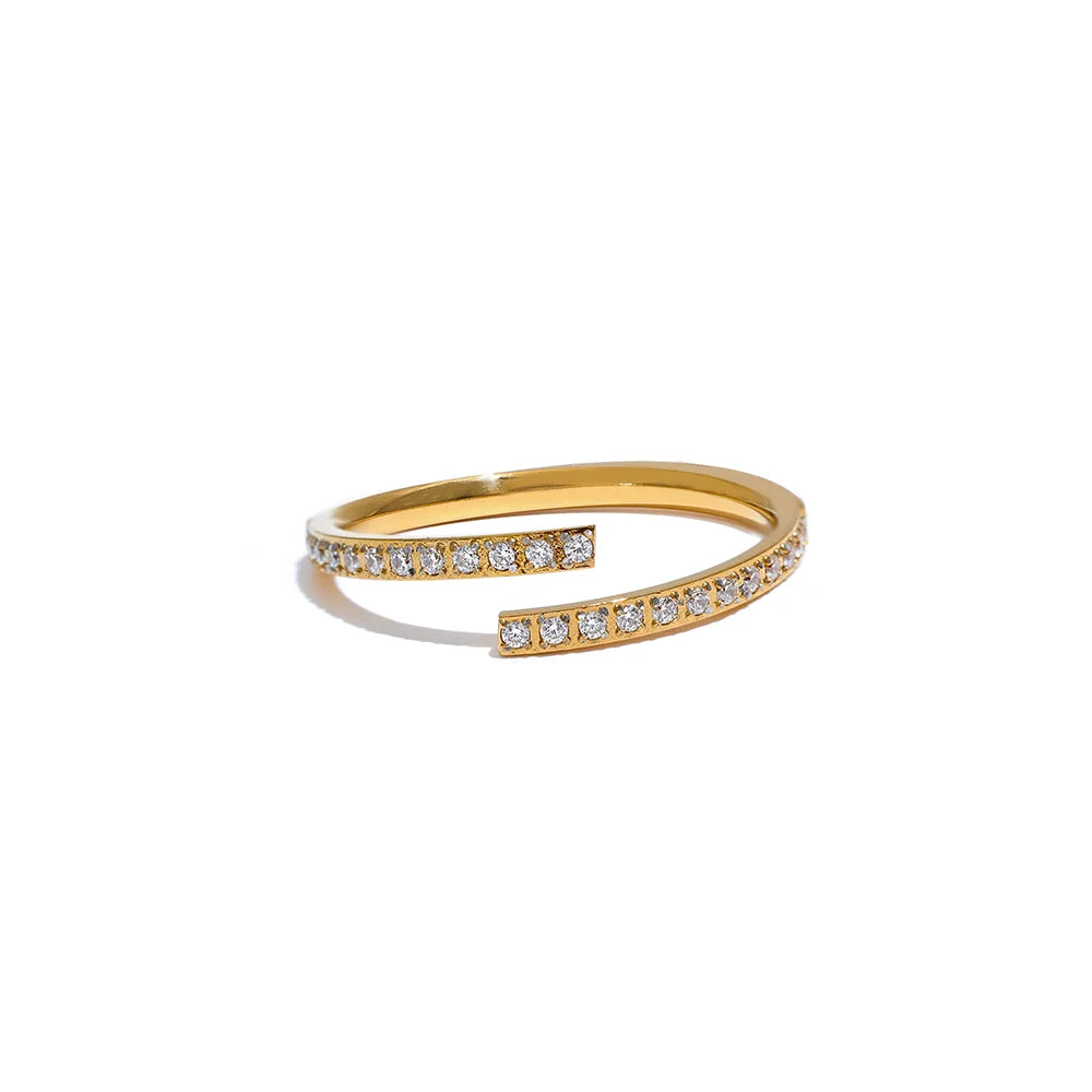 Minimalist cubic zirconia open modern ring - product image