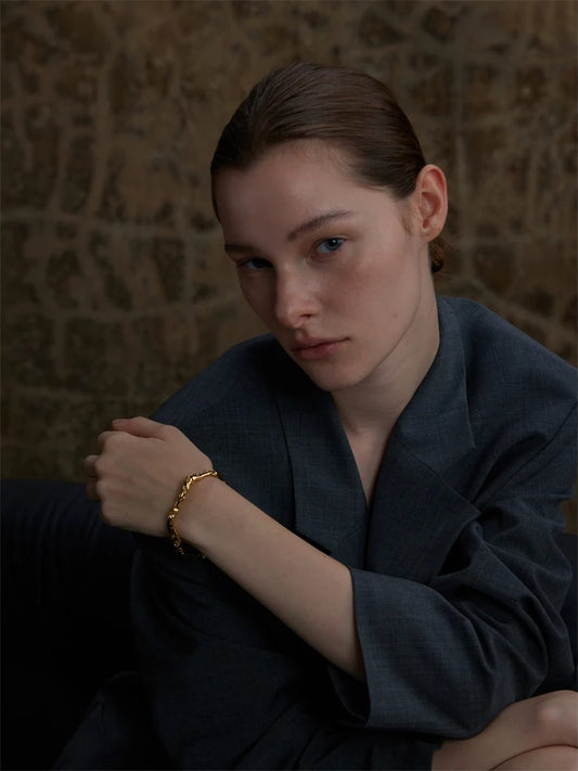 Minimalist hammered open cuff wrist bracelet - product image