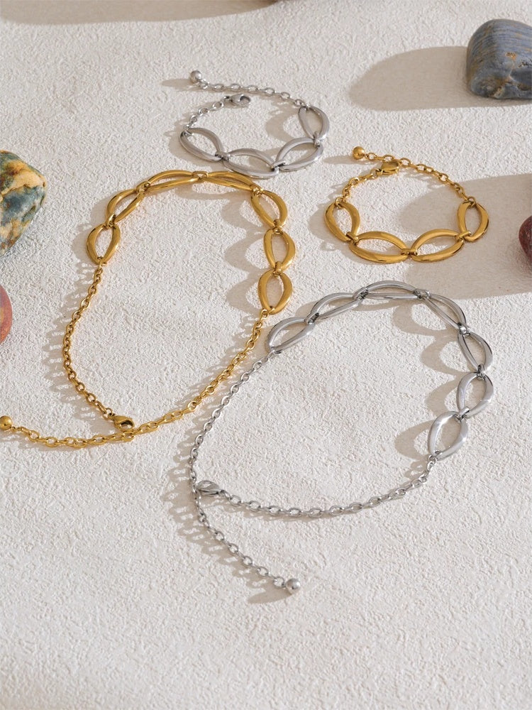 Minimalist handmade chain necklace bracelet set - product image