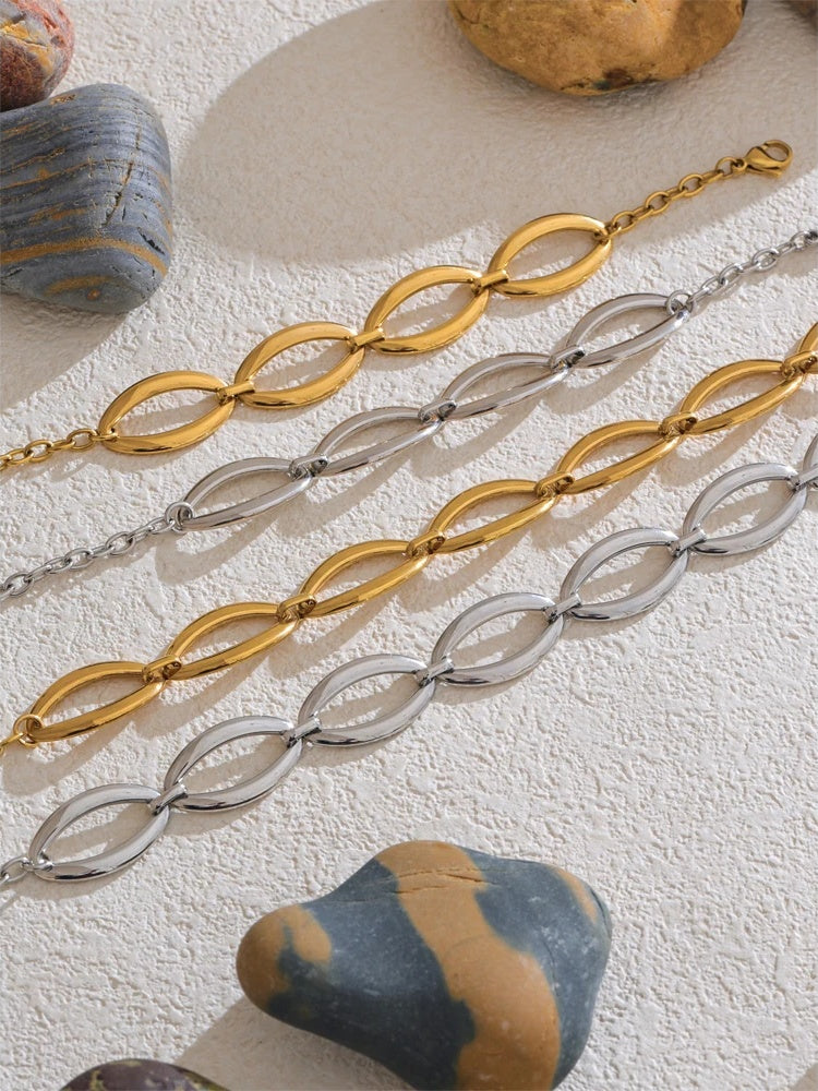 Minimalist handmade chain necklace bracelet set - product image