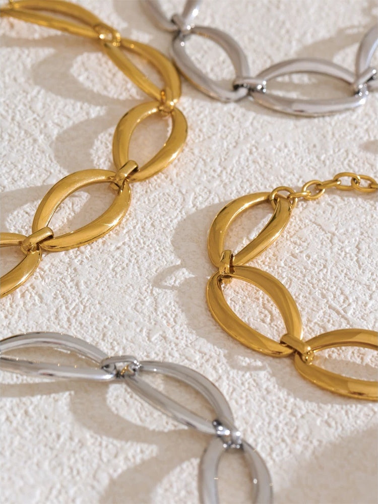 Minimalist handmade chain necklace bracelet set - product image