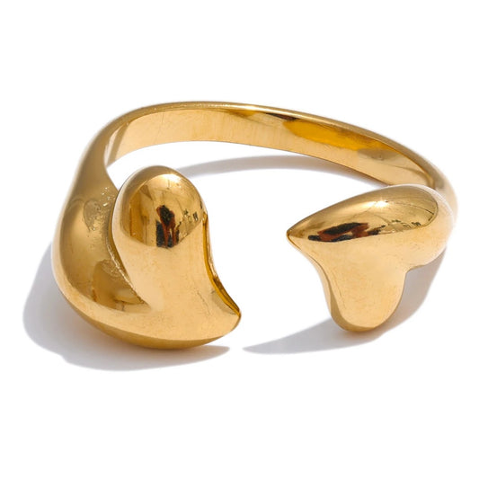 Minimalist heart adjustable open metal ring - product image