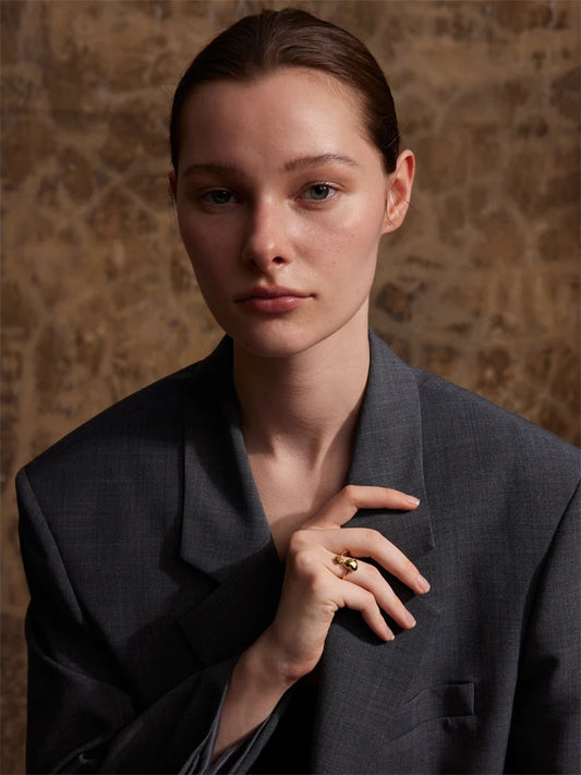 Minimalist heart adjustable open metal ring - product image