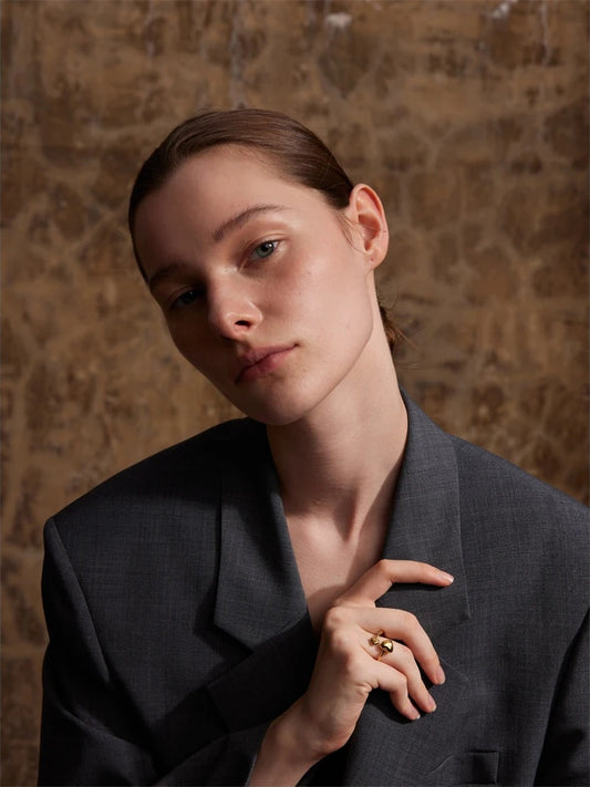 Minimalist heart adjustable open metal ring - product image