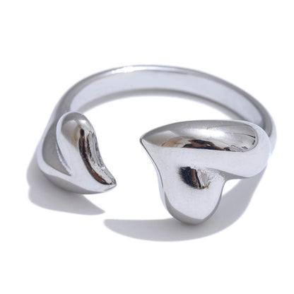 Minimalist heart adjustable open metal ring - product image