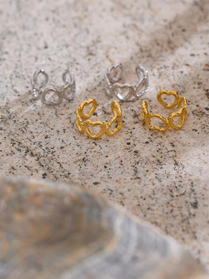 Minimalist heart hollow ear bone clip earrings - product image