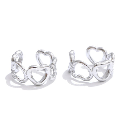 Minimalist heart hollow ear bone clip earrings - product image