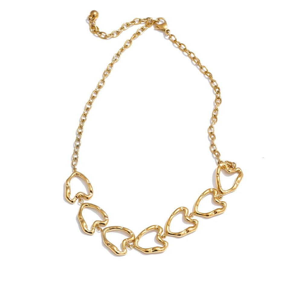 Minimalist heart hollow necklace bracelet earrings set - product image