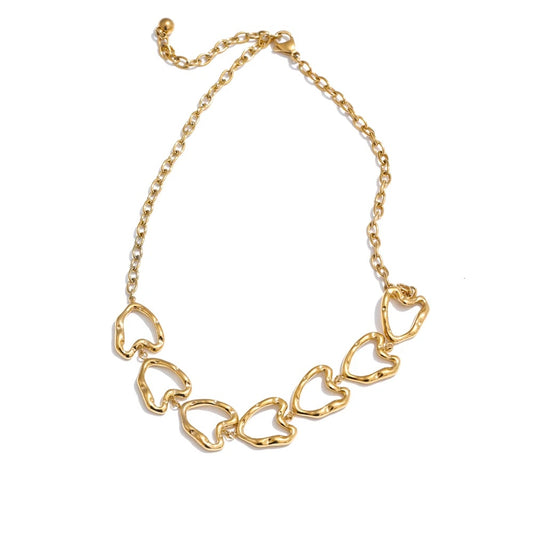Minimalist heart hollow necklace bracelet earrings set - product image