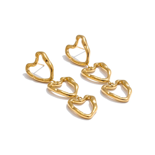 Minimalist heart hollow necklace bracelet earrings set - product image
