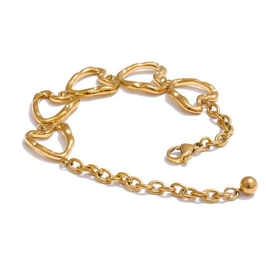 Minimalist heart hollow necklace bracelet earrings set - product image