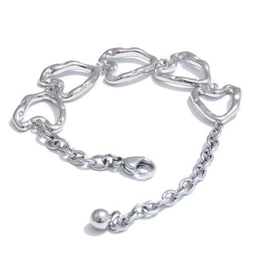 Minimalist heart hollow necklace bracelet earrings set - product image