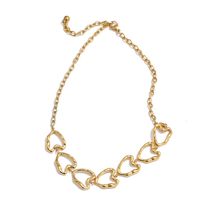 Minimalist heart hollow necklace bracelet earrings set - product image