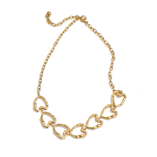 Minimalist heart hollow necklace bracelet earrings set - product image