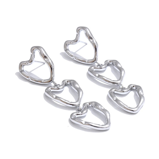 Minimalist heart hollow necklace bracelet earrings set - product image