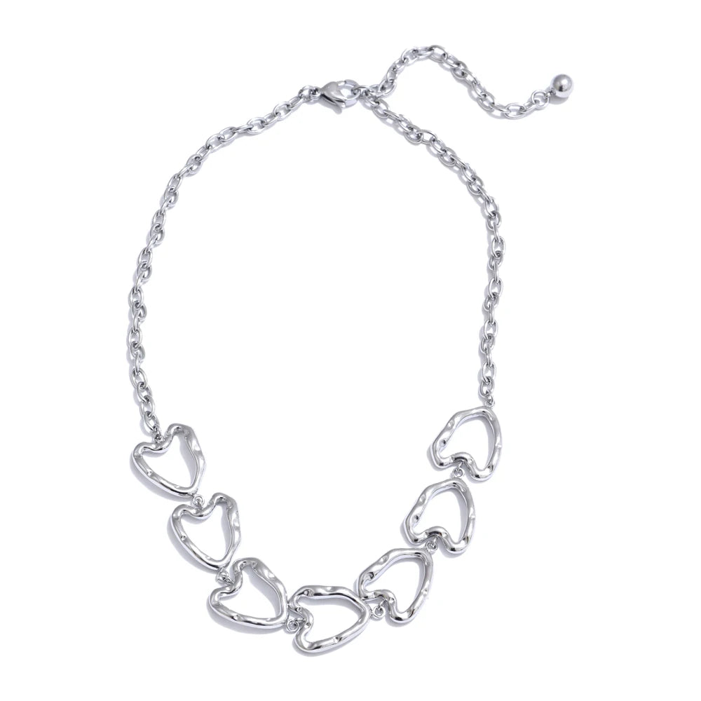 Minimalist heart hollow necklace bracelet earrings set - product image