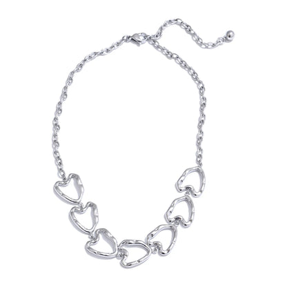 Minimalist heart hollow necklace bracelet earrings set - product image