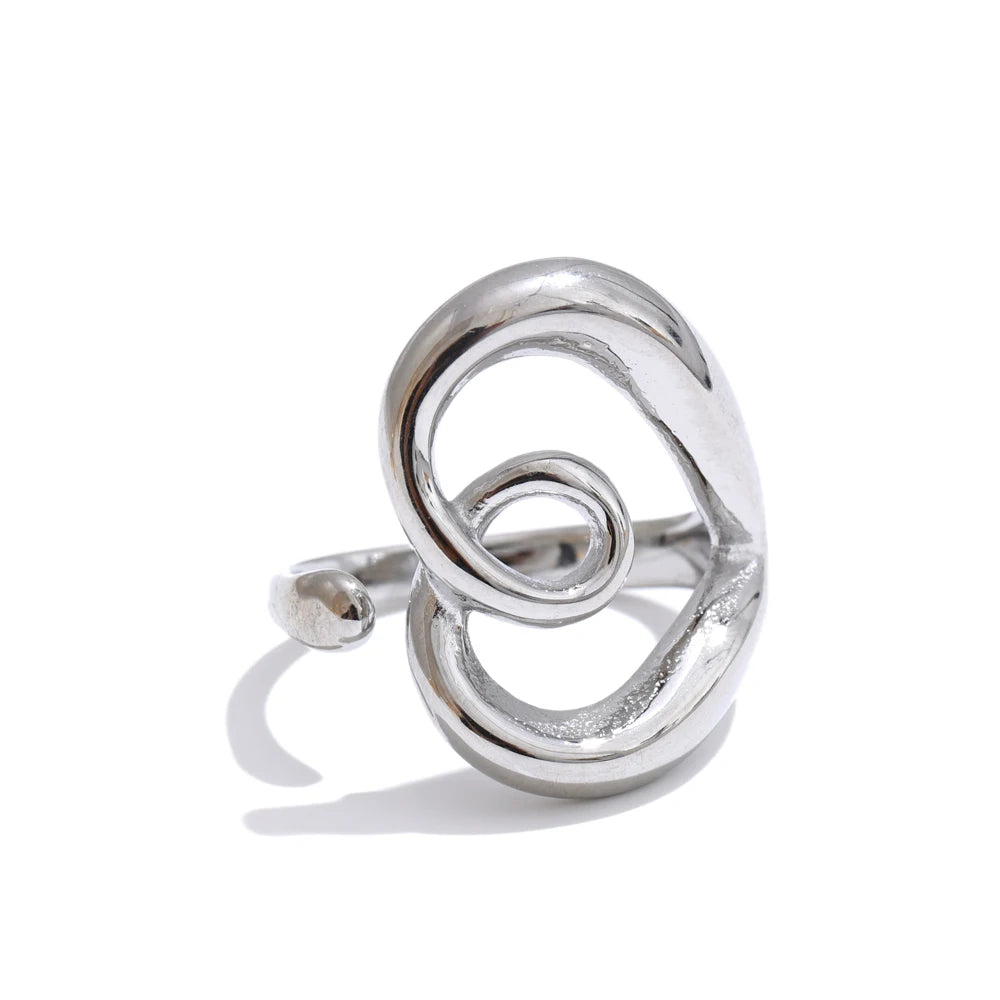 Minimalist heart love hollow adjustable ring - product image