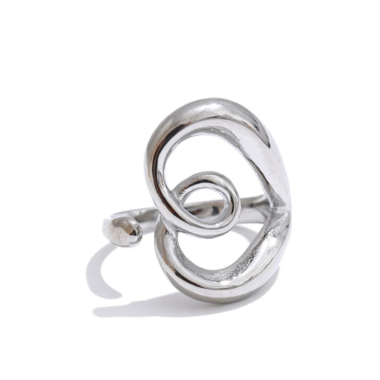 Minimalist heart love hollow adjustable ring - product image