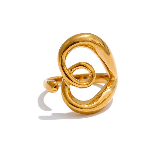 Minimalist heart love hollow adjustable ring - product image